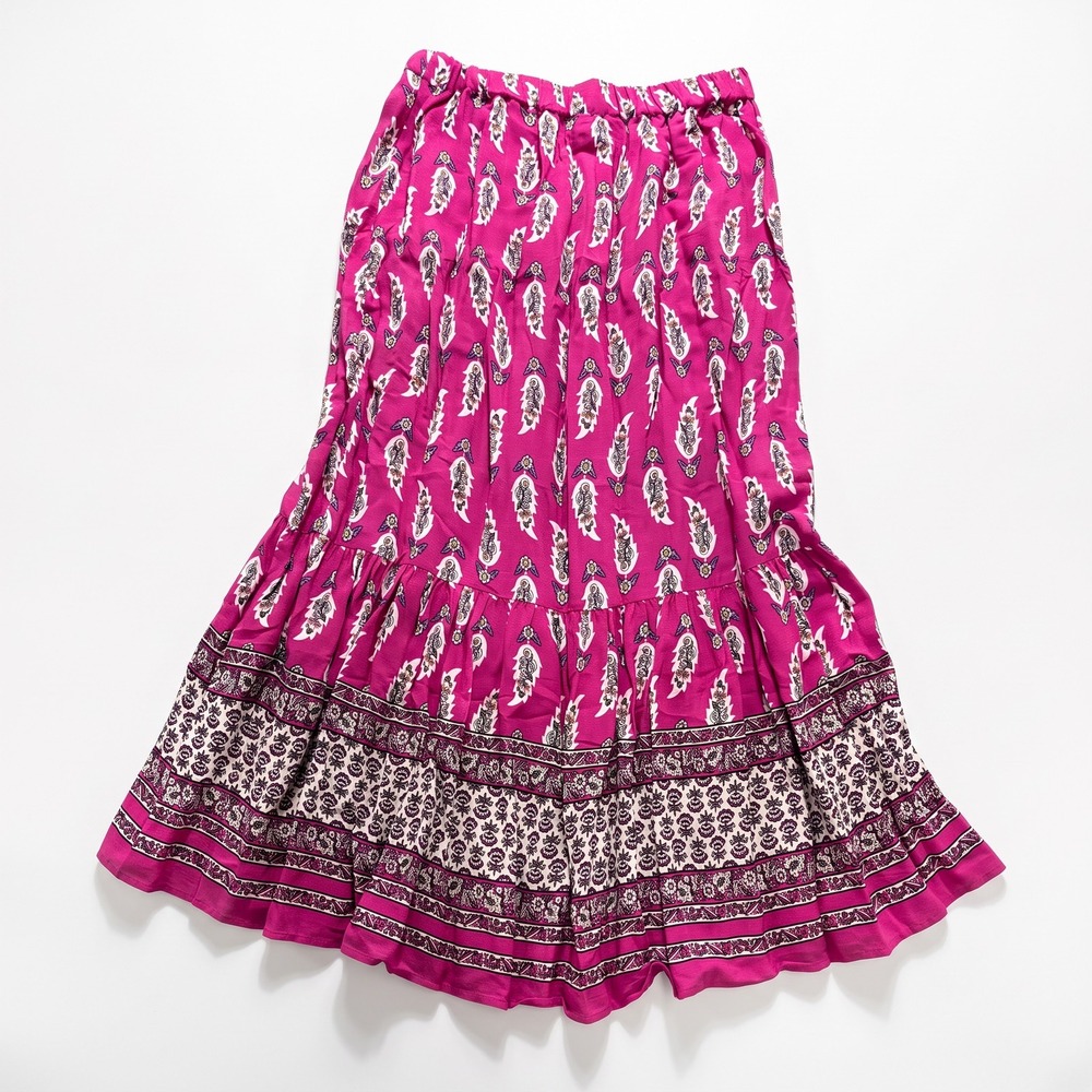 LOFT Outlet Womens S Magenta Paisley Boho Maxi Skirt Vintage Casual